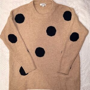 Madewell Tan and Black Polka Dot Sweater